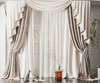 American Curtain Pattern Curtain 3d model