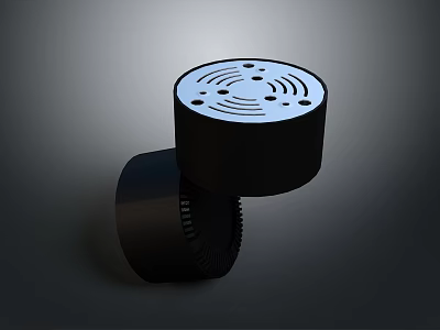Black Cylindrical Furniture Pieces With White Top Hole Pattern And Line Design 3d model
