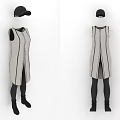 Sleeveless Striped Clothes Outfit With Black Cap Leggings And Boots