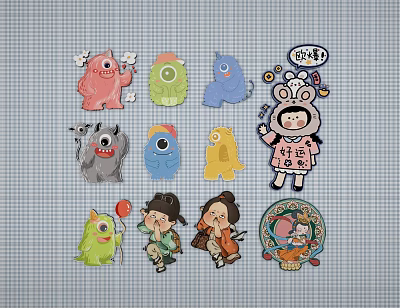 Wall Decorative Stickers Refrigerator Stickers Decorations Children's Room Decoration Cartoon 3d model