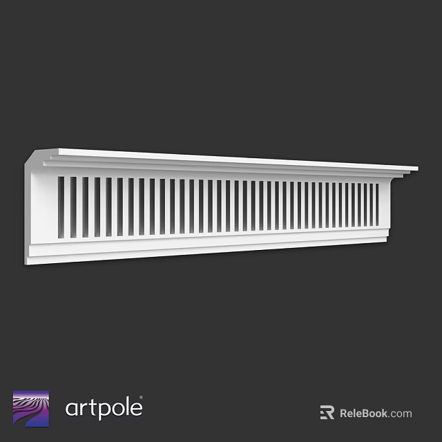White Architectural Decorative Component With Vertical Slats Structure Design 3d model 
