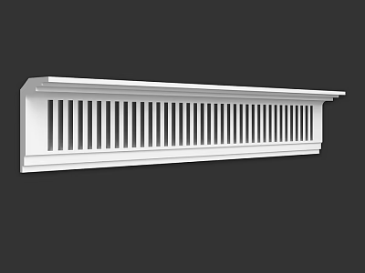 White Architectural Decorative Component With Vertical Slats Structure Design 3d model