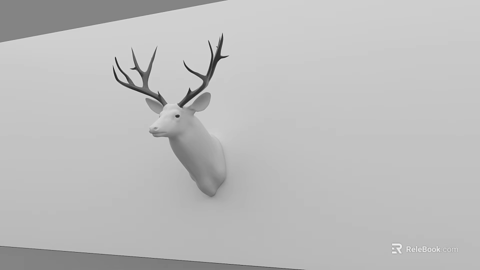 Animal Wall Decor Showcasing Deer Head with Antlers on White Background 3d model 