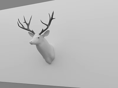 Animal Wall Decor Showcasing Deer Head with Antlers on White Background 3d model