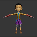 Cartoon Character With Yellow Coat Purple Shorts Red Gloves Standing Arms Outstretched