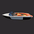 Elegant Leisure Yacht Design With White Hull Blue Canopy And Orange Yellow Seats