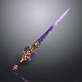 Purple Sword With Ornate Hilt Golden Pink Accents And Intricate Patterns