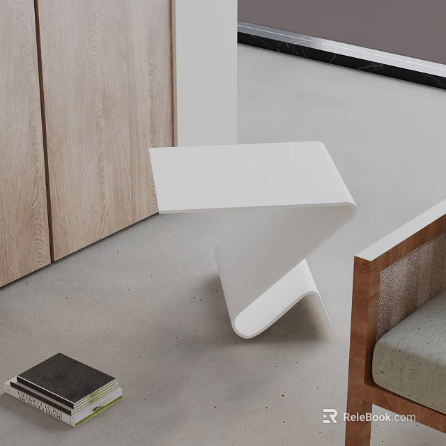 Modern White Side Table With Unique Geometric Design For Living Room Decor 3d model