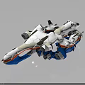 Futuristic Spacecraft 3D Model With White Blue Red Sleek Design And Mechanical Structure