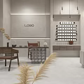 Modern Specialty Store Interior With Shelves Display Items Arched Design And Pendant Lights