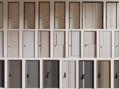Multiple Styles Of Hinged Doors With Different Colors And Modern Designs 3d model
