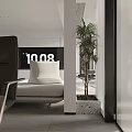 Modern Living Room Interior Design With Open Layout White Sofa Coffee Table And Green Plant