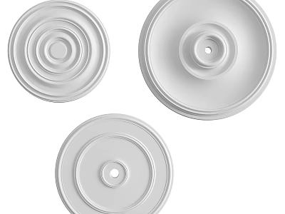 Decorative White Ceiling Medallions in Various Sizes with Circular Layered Designs for Home Lighting Fixtures 3d model