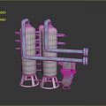 Industrial Equipment Featuring White Cylindrical Tanks Blue Connecting Pipes And Supports