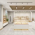 Bright Pastry Shop Interior With Display Cases And Wall Posters 3d model