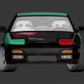 Teal And Black Two Door Coupe With Red Logo And NOS Decal On White Roof