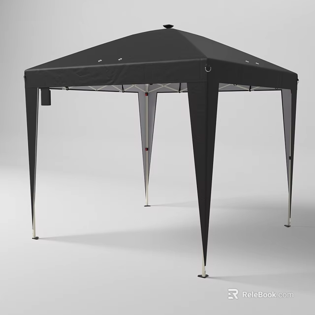 Black Outdoor Canopy With Four Metal Poles And Sturdy Frame Design 3d model 