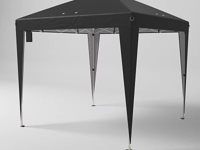 Black Outdoor Canopy With Four Metal Poles And Sturdy Frame Design 3d model