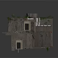 Abandoned Factory Interior With Exposed Pipes Staircase Vines And Ceiling Fan