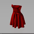 Elegant Strapless Red Dress With Bow At Waist And A Line Skirt
