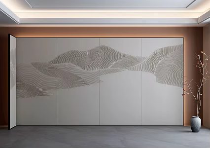 New Chinese background wall 3d model
