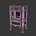 Vintage Black Cast Iron Stove with Cabinet Style Structure Open Firebox and Sturdy Legs