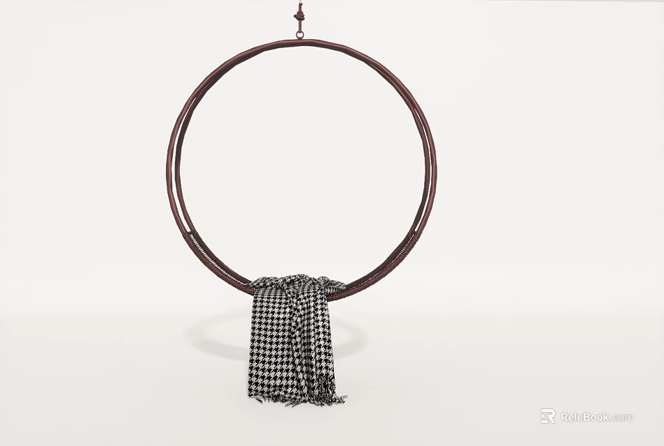 Circular Hoop Swing Play Equipment with Hanging Checkered Cloth for Kids Outdoor Playground 3d model 