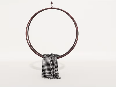 Circular Hoop Swing Play Equipment with Hanging Checkered Cloth for Kids Outdoor Playground 3d model