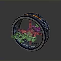 Futuristic Mechanical Wheel Design With Cybernetic Components Blue Orange Accents And Tech Details