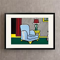Black Framed Abstract Painting With Geometric Shapes Abstract Face And Bold Lines