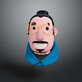Cartoon Character With Bun Hairstyle Yellow Round Glasses And Blue Hoodie
