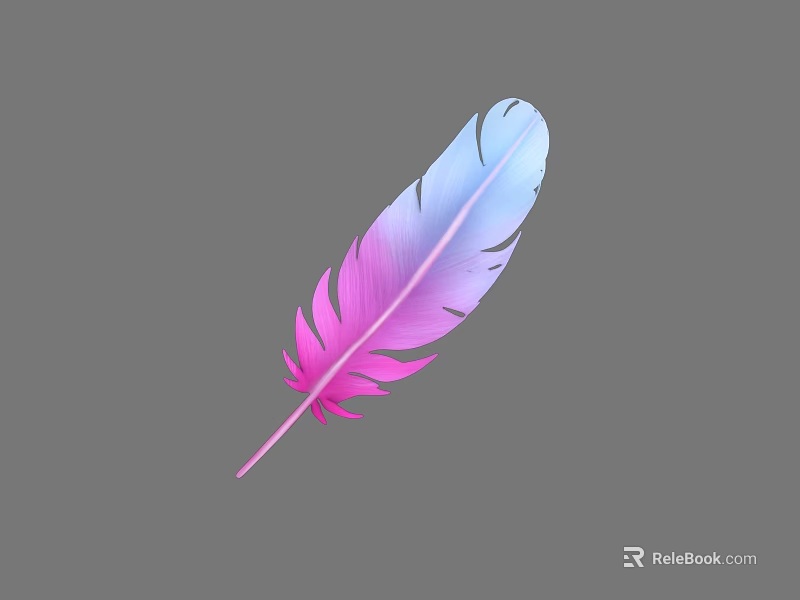 Colorful Bird Feather With Blue To Pink Gradient For Flight Animals 3d model 
