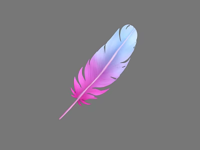 Colorful Bird Feather With Blue To Pink Gradient For Flight Animals 3d model