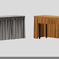 Exhibition Tables And Chairs Featuring White Orange Yellow Blue Pleated Tablecloths For Events