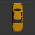 Yellow Sedan Car with Black Front Grille Black Wheels and Reflective Surface on Gray Background