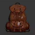 Vintage Red Leather Backpack With Multiple Pockets And Buckle Straps Design 3d model