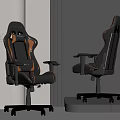 Modern Black And Orange Gaming Chair With Ergonomic Design And Display Setup