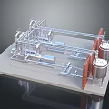 Industrial Equipment 3D Model With Metal Frame Storage Tanks And Pipeline System