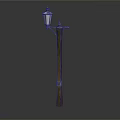 Vintage Outdoor Street Lamp Design with Metal Pole and Decorative Glass Top