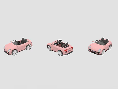 Three Pink Electric Toy Convertible Cars For Kids Playtime Activity 3d model