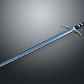 Medieval Decorative Sword With Silver Blade Black And White Hilt And Ornate Guard