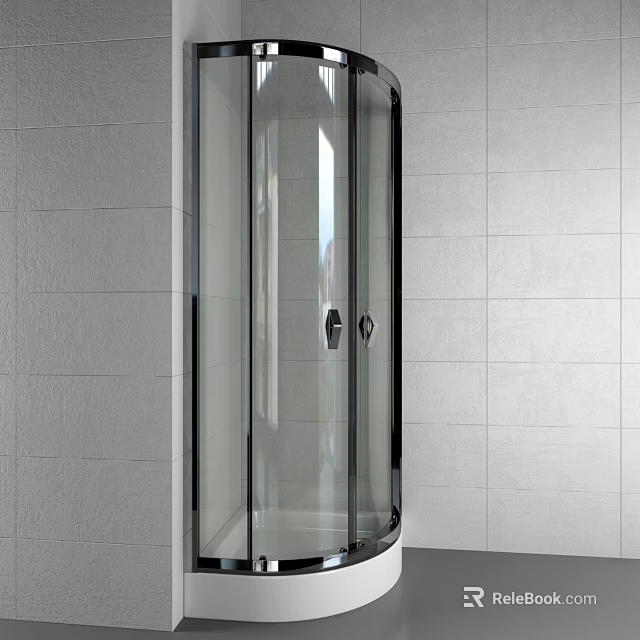 Modern Shower Sauna Enclosure With Glass Door And Tiled Bathroom Walls 3d model 