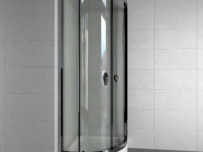 Modern Shower Sauna Enclosure With Glass Door And Tiled Bathroom Walls 3d model