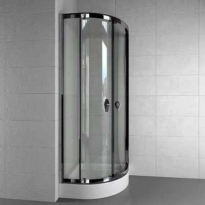 Modern Shower Sauna Enclosure With Glass Door And Tiled Bathroom Walls 3d model