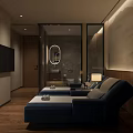 Modern SPA Sauna Relaxation Space With Comfortable Sofa Wooden Flooring And Soft Lighting