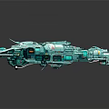 Futuristic Teal Spaceship Model With Detailed Structure For Cosmic Exploration And Space Travel