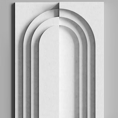 Modern Luxury Background Wall Design With White Arched Lines And Minimalist Style 3d model