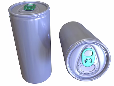 Silver Aluminum Beverage Can With Green Pull Tab Design For Daily Use 3d model