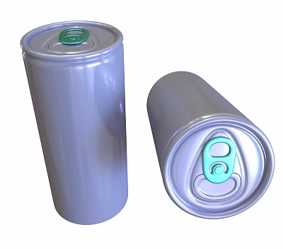 Silver Aluminum Beverage Can With Green Pull Tab Design For Daily Use 3d model