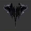 Futuristic Black Scifi Aircraft Model With Purple Accents And Sharp Wings